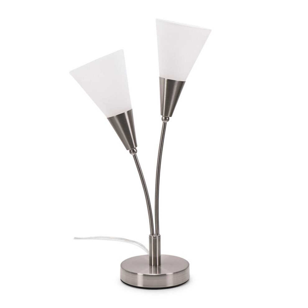 ValueLights Kristina Frosted Shade Silver 2 Way Uplighter Table Lamp