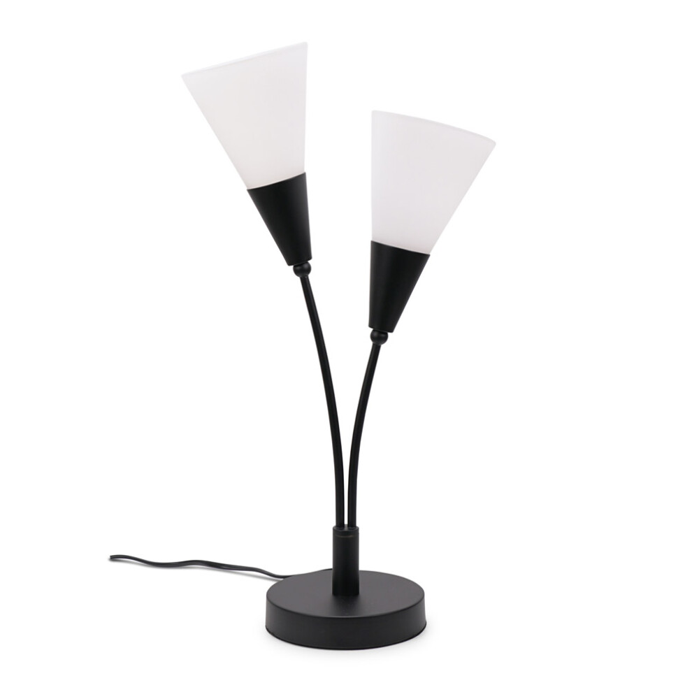 ValueLights Kristina Frosted 2 Way Black Metal Uplighter Table Lamp