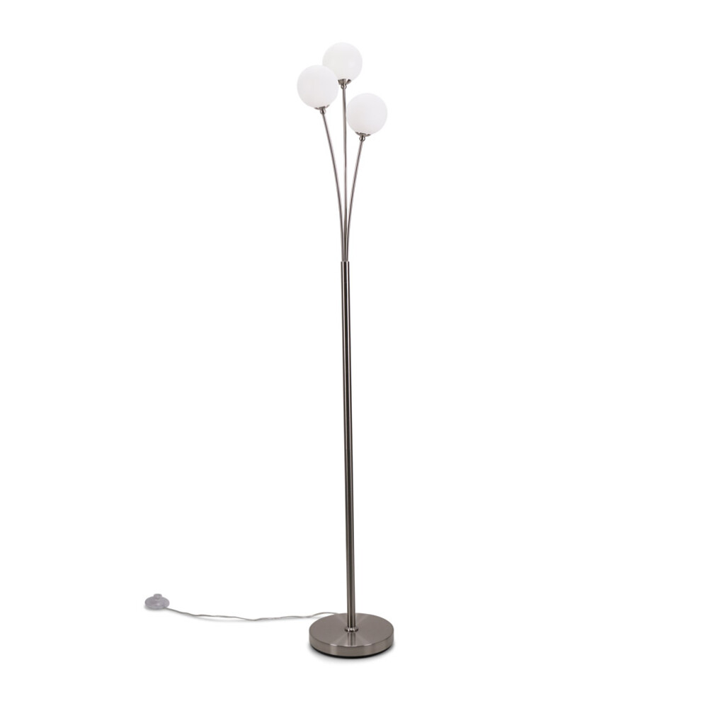 ValueLights Velika Chrome 3 Arm Opaque Globe Floor Lamp Light