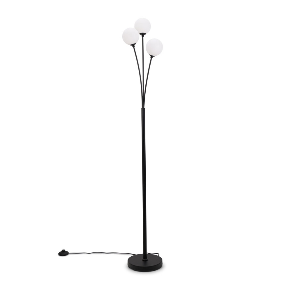 ValueLights Velika Black 3 Arm Opaque Globe Floor Lamp Light