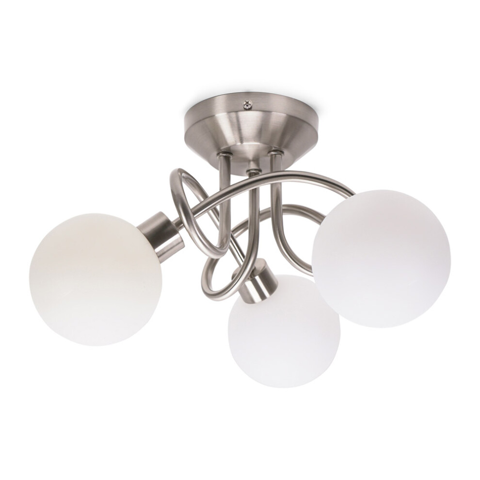 ValueLights Velika Chrome 3 Way Opaque Flush Ceiling Light