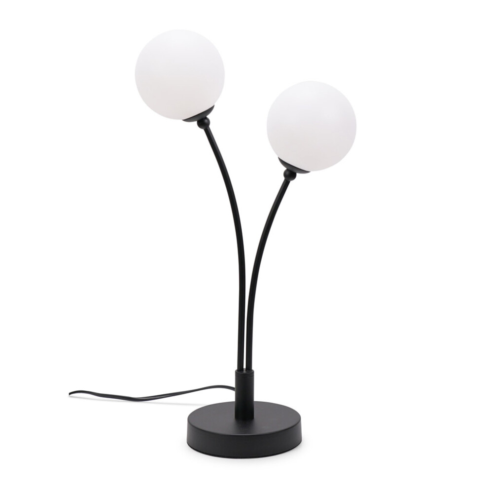 ValueLights Velika Black 2 Arm Opaque Globe Table Lamp Light