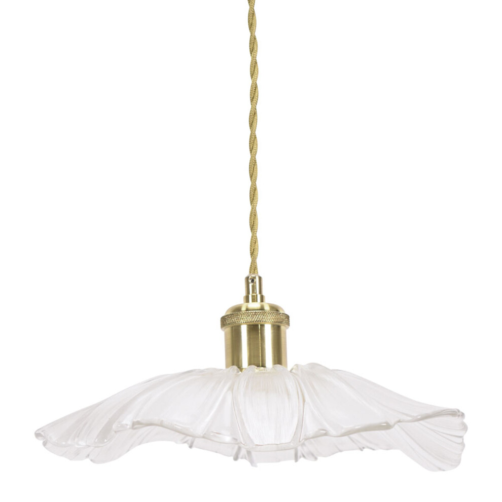 ValueLights Cassia Clear Glass Flower Gold Pendant Ceiling Light