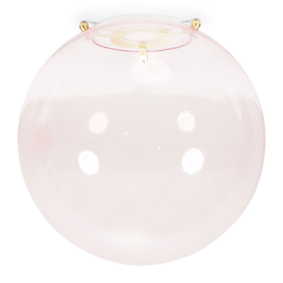 ValueLights Frenchie Pink Tinted Glass Globe Gold Easy Fit Lamp Shade