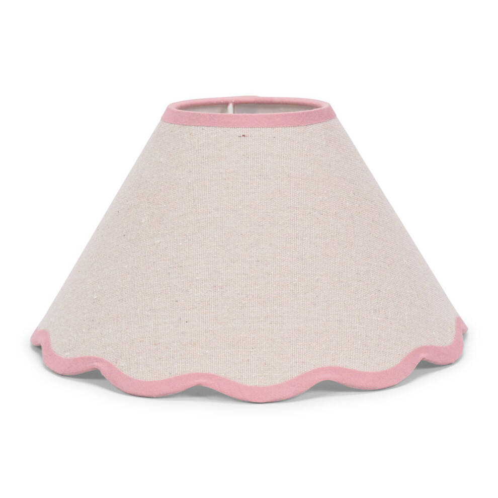 ValueLights Florie Linen Large Lamp Shade with Scallop Pink Trim