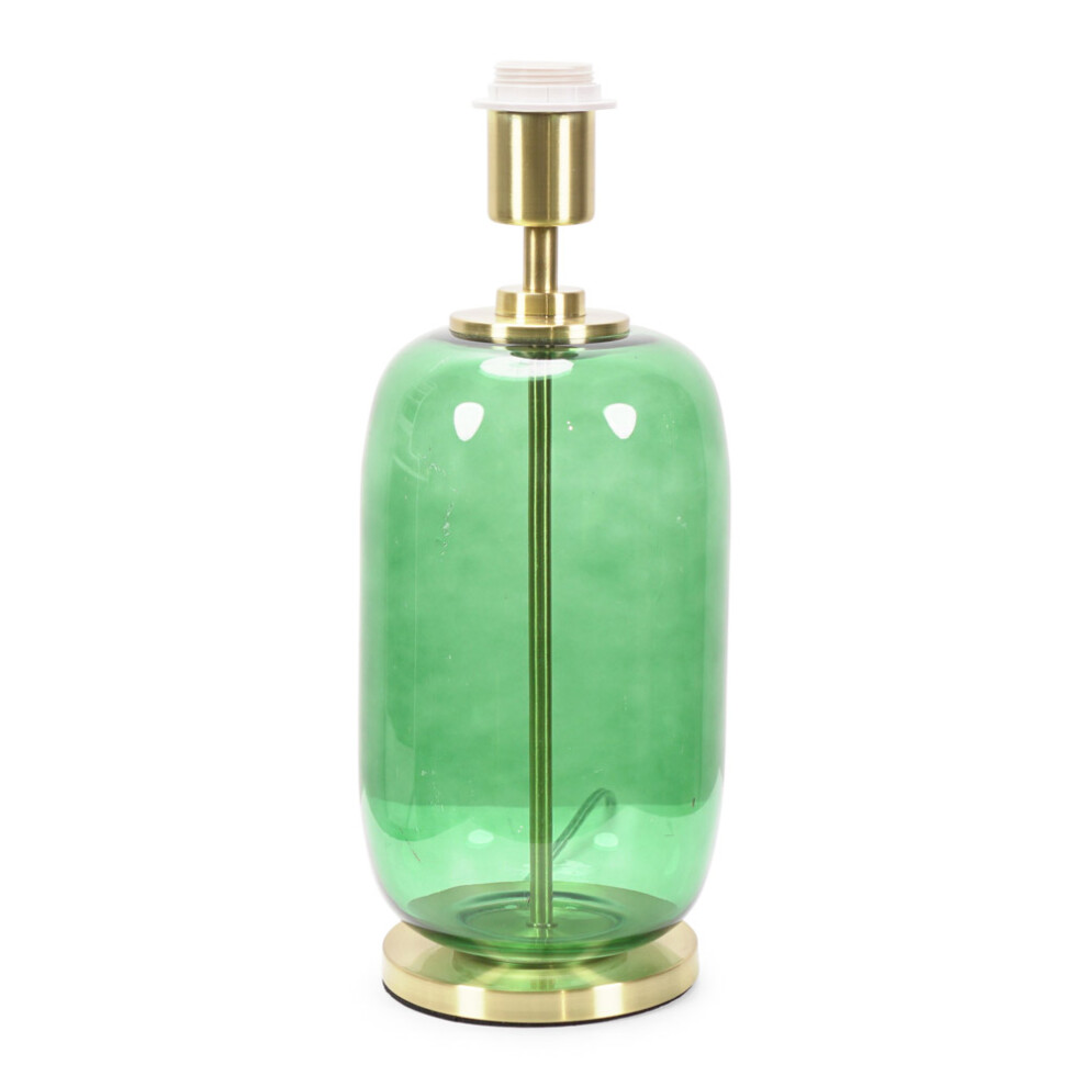 ValueLights Leigh Forest Green Glass with Gold Trim Table Lamp Base