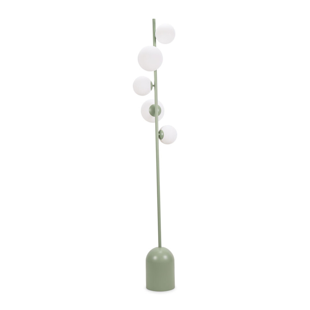 ValueLights Marlow Sage Green Opaque Glass Globe 5 Way Floor Lamp