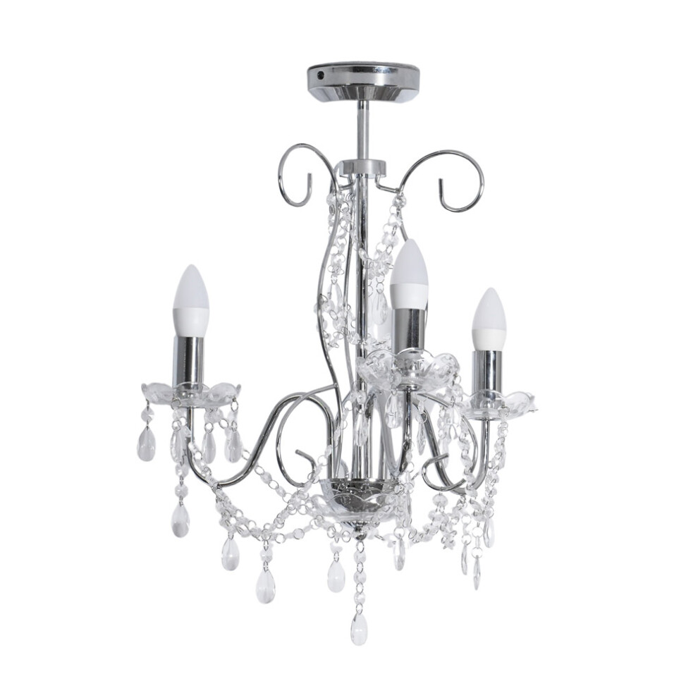 ValueLights Viscount 3 Way Chrome Chandelier Ceiling Pendant Light