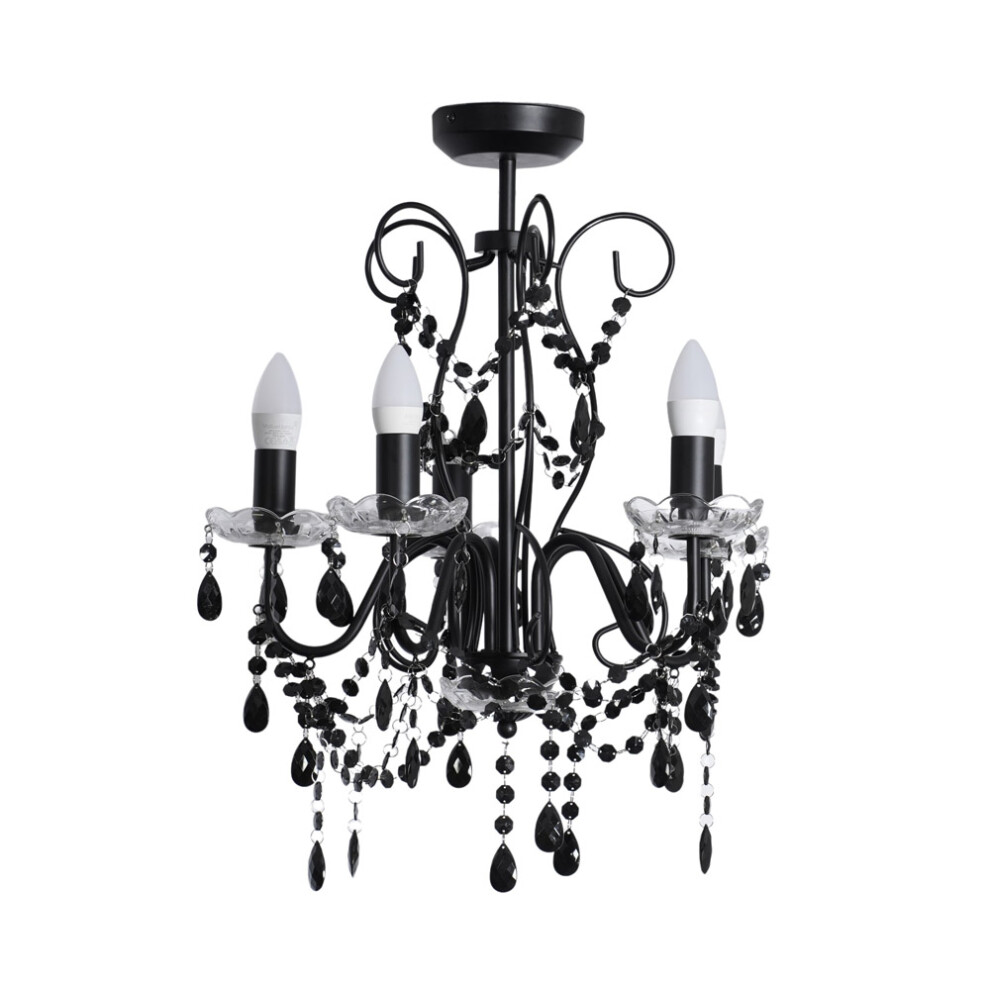 ValueLights Viscount 5 Way Black Chandelier Ceiling Pendant Light