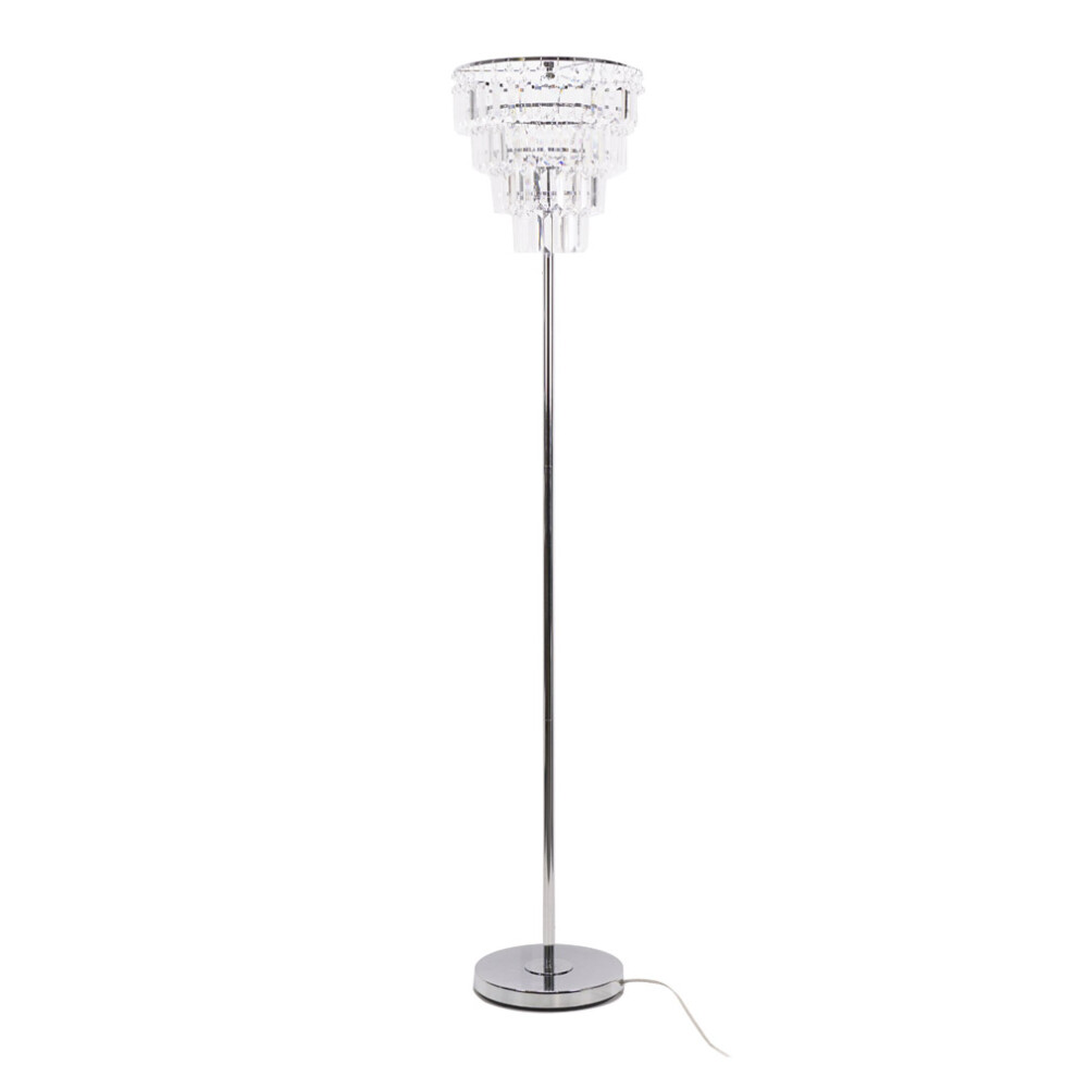 ValueLights Kelsks Acrylic Jewel Droplets Shade Chrome Floor Lamp