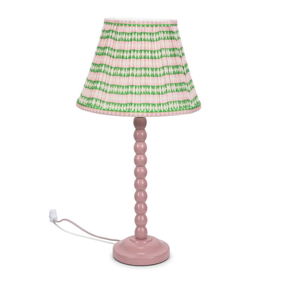 ValueLights Bobbins Pink Aztec Pleated Shade Rose Pink Table Lamp