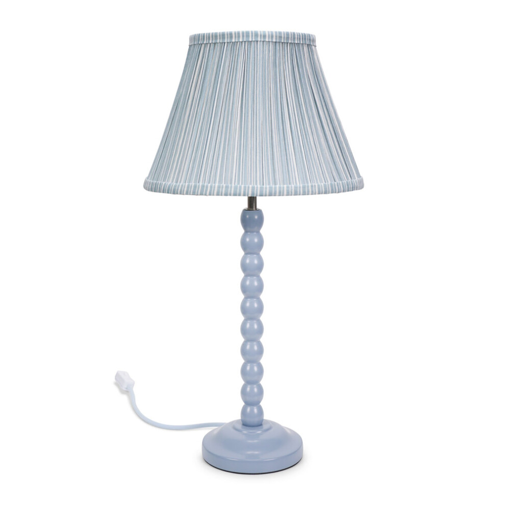 ValueLights Bobbins Blue Stripe Pleated Shade Powder Blue Table Lamp