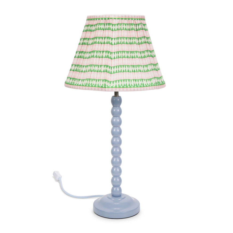 ValueLights Bobbins Pink Aztec Pleated Shade Powder Blue Table Lamp