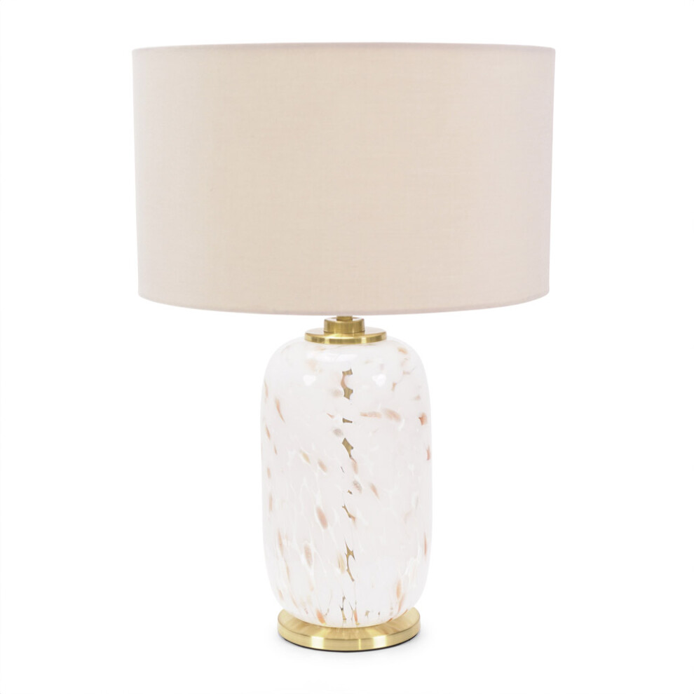 ValueLights India Natural Shade White Confetti Glass Table Lamp