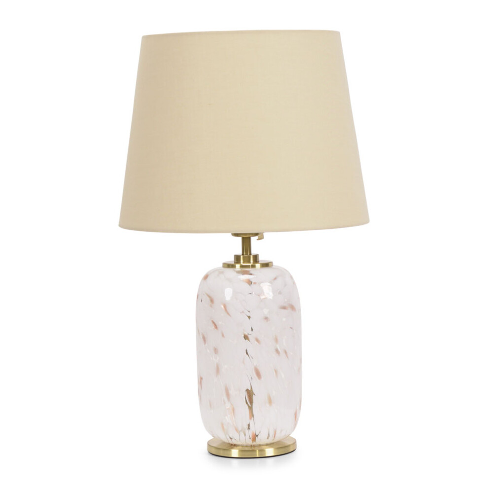 ValueLights India Beige Tapered Shade White Confetti Glass Table Lamp