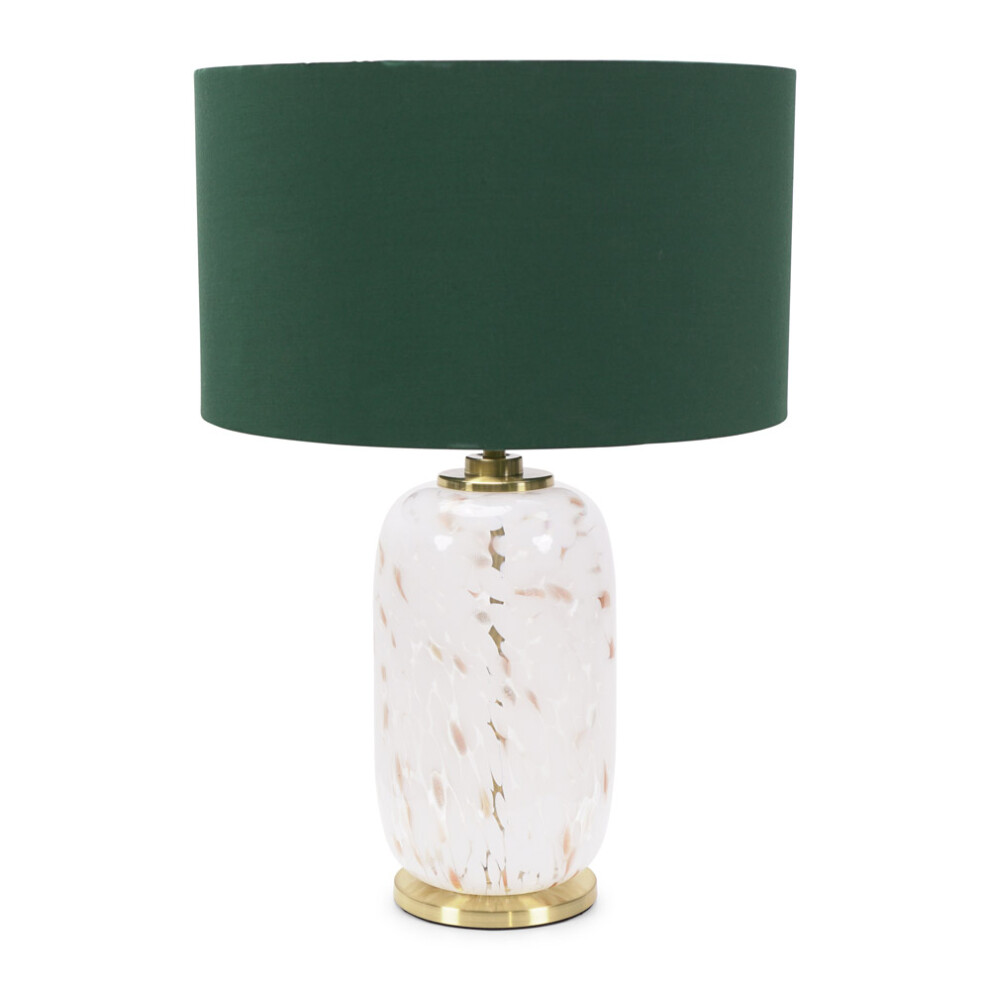 ValueLights India Green Shade Rounded White Confetti Glass Table Lamp