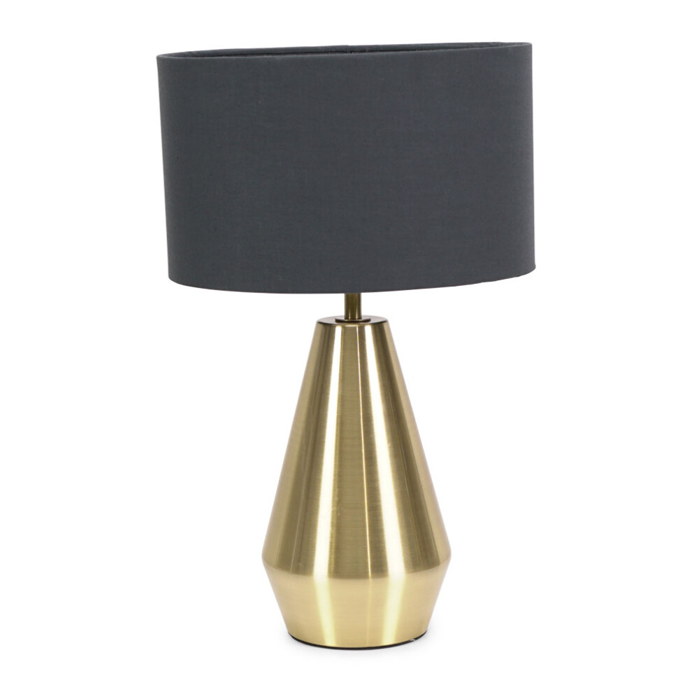 ValueLights Jax Gold Dimmable Touch Table Lamp with Charcoal Shade