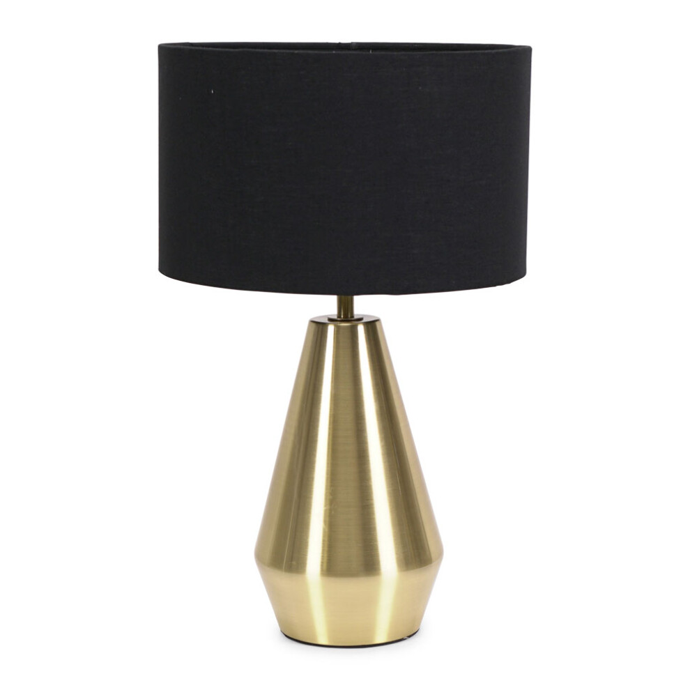 ValueLights Jax Gold Metal Dimmable Touch Table Lamp with Black Shade