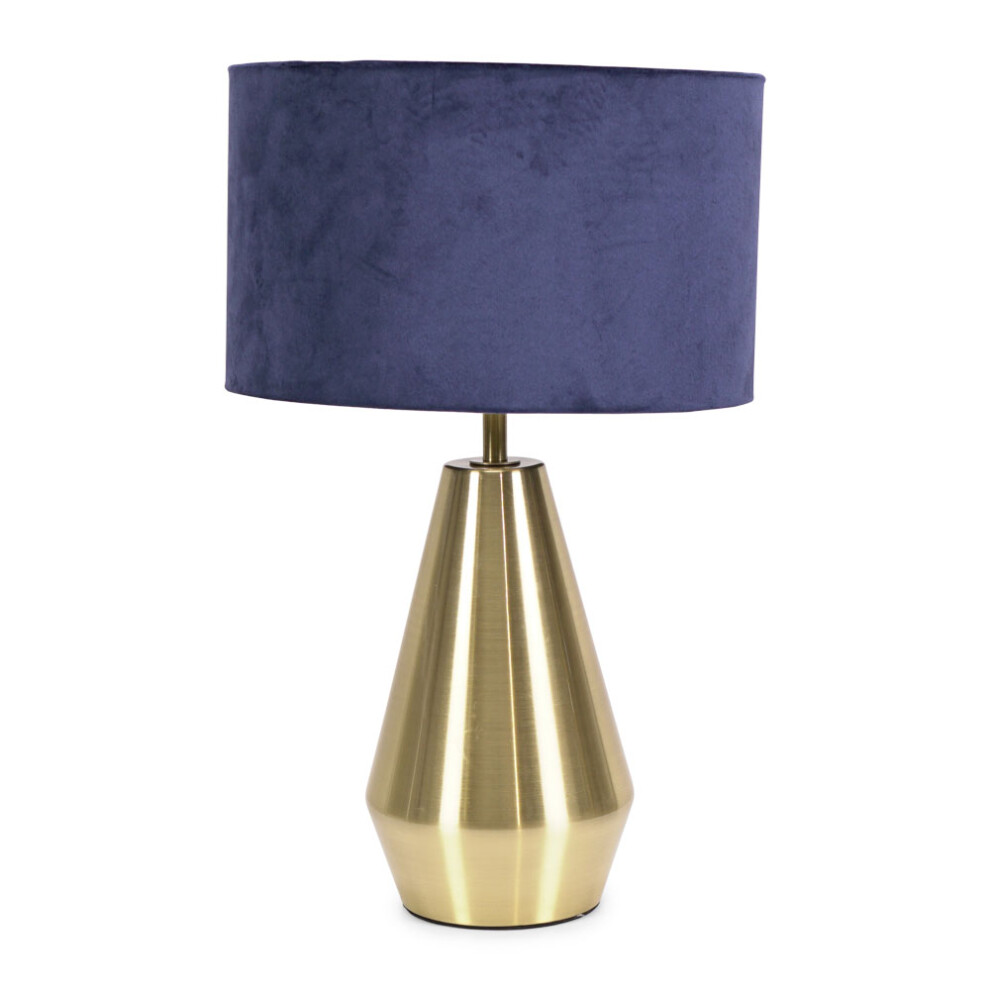 ValueLights Jax Gold Dimmable Touch Table Lamp with Navy Velvet Shade