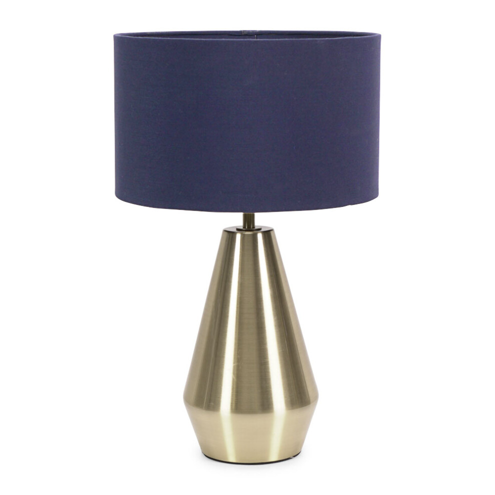 ValueLights Jax Gold Dimmable Touch Table Lamp with Navy Blue Shade