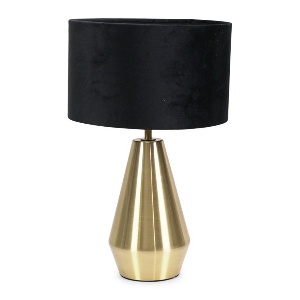 ValueLights Jax Gold Dimmable Touch Table Lamp with Black Velvet Shade