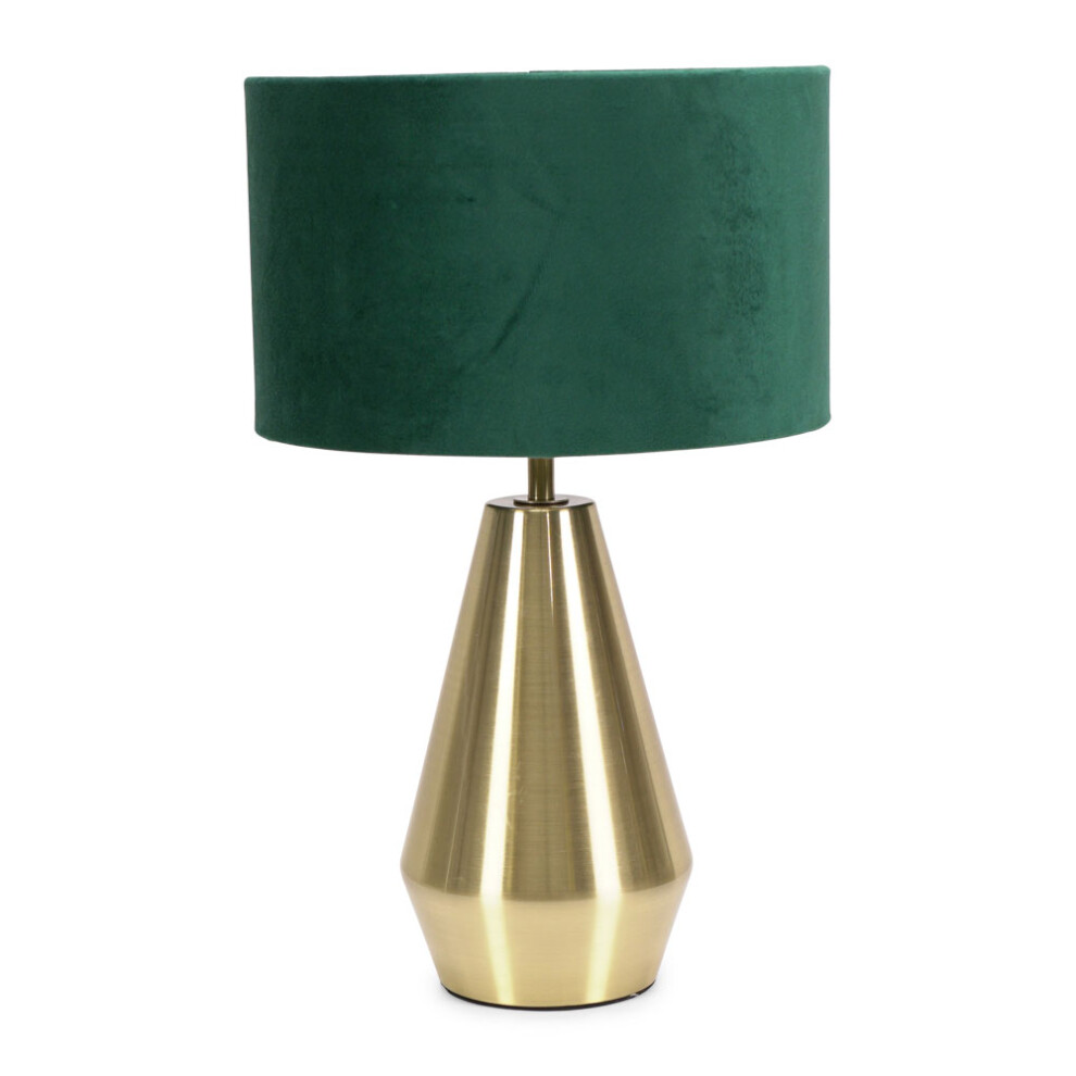 ValueLights Jax Gold Dimmable Touch Table Lamp with Green Velvet Shade