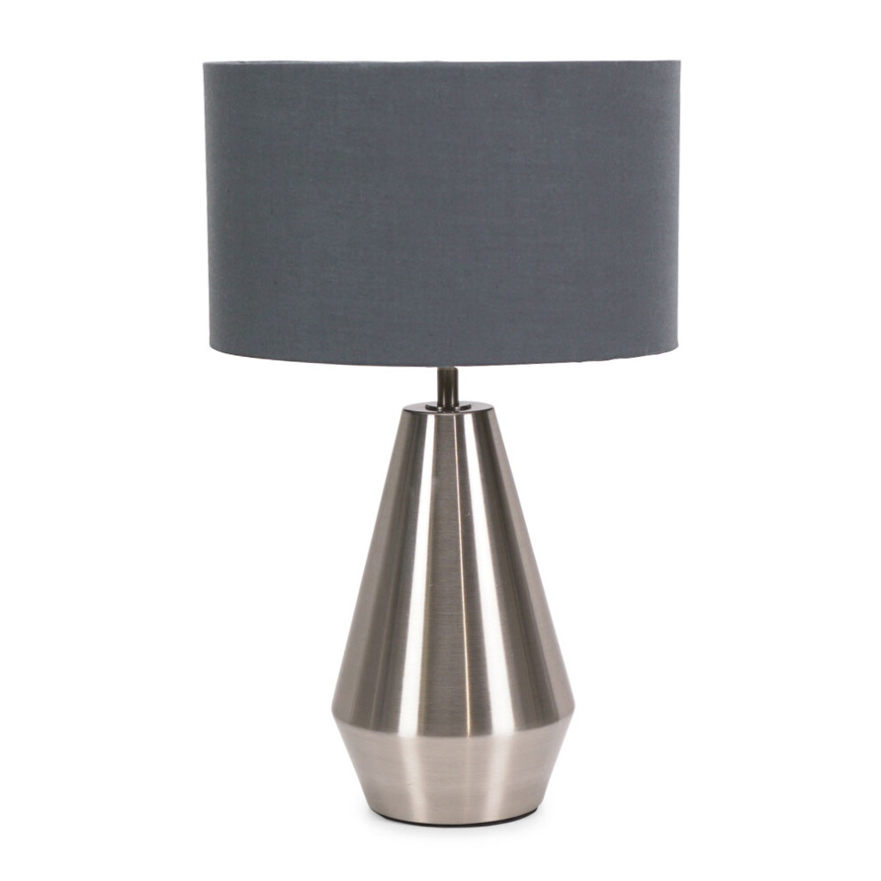 ValueLights Jax Chrome Dimmable Touch Table Lamp & Charcoal Grey Shade