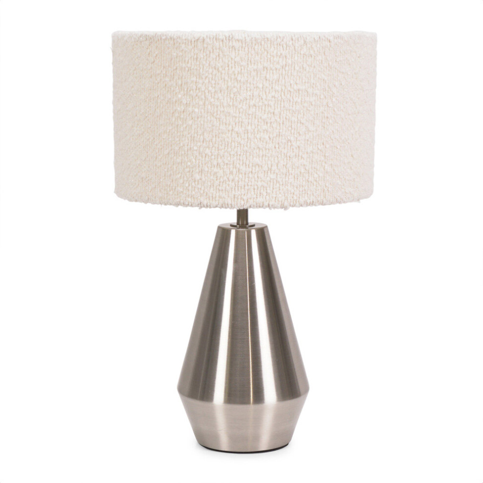 ValueLights Jax Chrome Dimmable Touch Table Lamp & Cream Boucle Shade