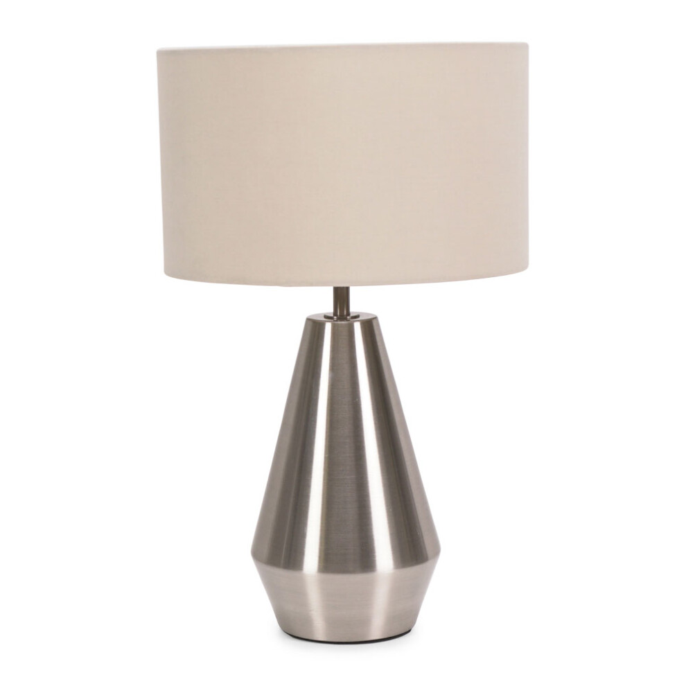 ValueLights Jax Chrome Dimmable Touch Table Lamp with Natural Shade