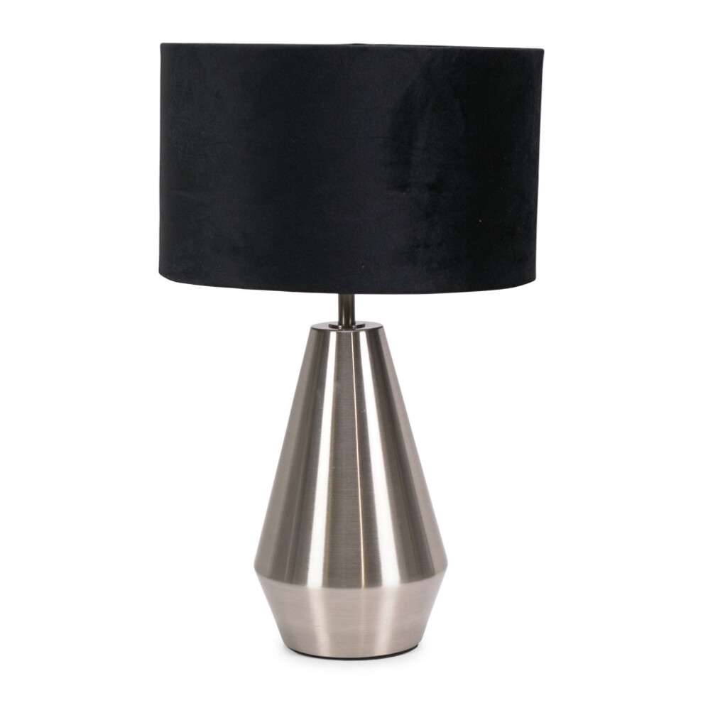 ValueLights Jax Black Velvet Shade & Chrome Dimmable Touch Table Lamp