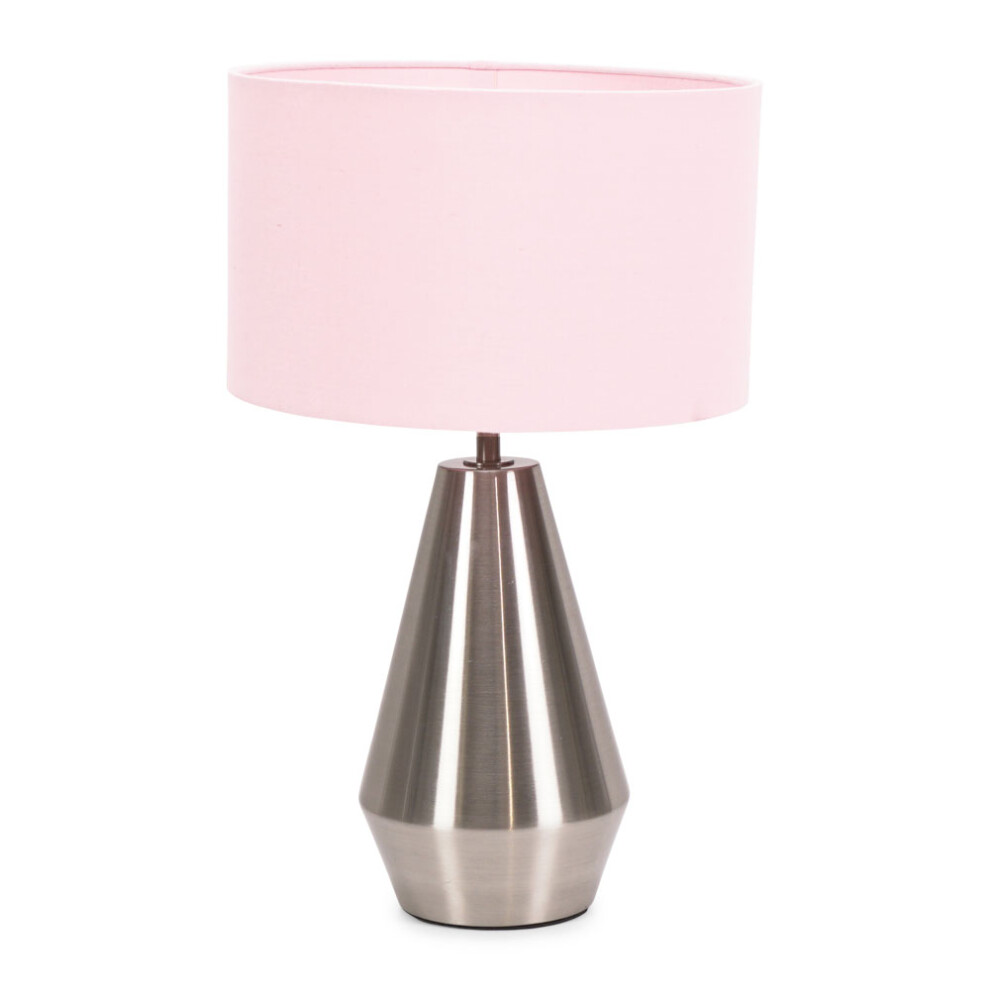 ValueLights Jax Chrome Dimmable Touch Table Lamp with Blush Pink Shade