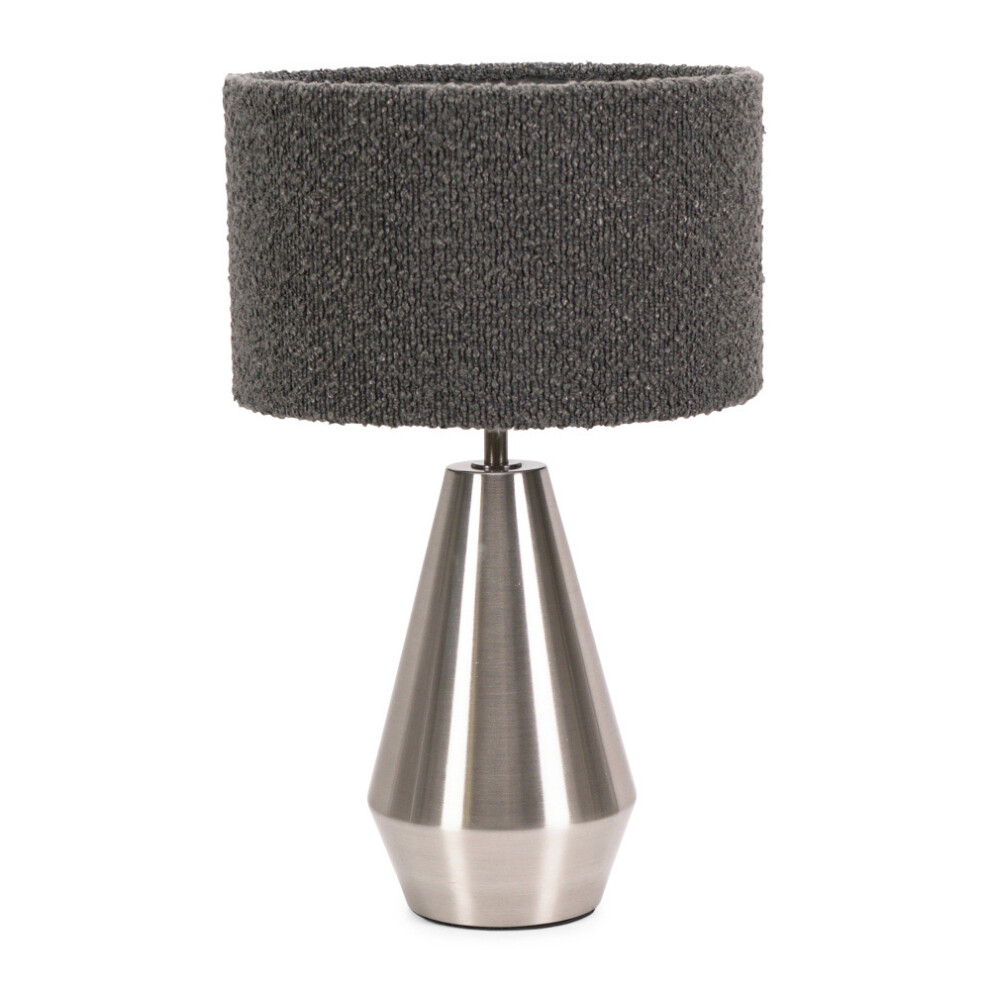 ValueLights Jax Charcoal Velvet & Chrome Dimmable Touch Table Lamp