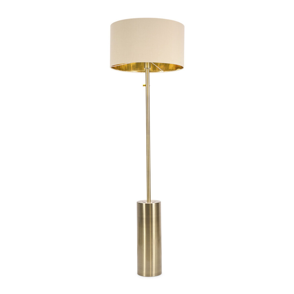 ValueLights Lexy Beige and Gold Shade with Gold Dimmable Floor Lamp