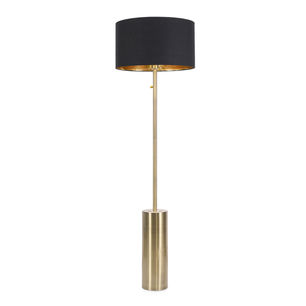 ValueLights Lexy Black and Gold Shade with Gold Dimmable Floor Lamp