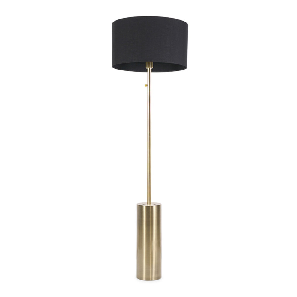 ValueLights Lexy Black Shade with Antique Brass Dimmable Floor Lamp