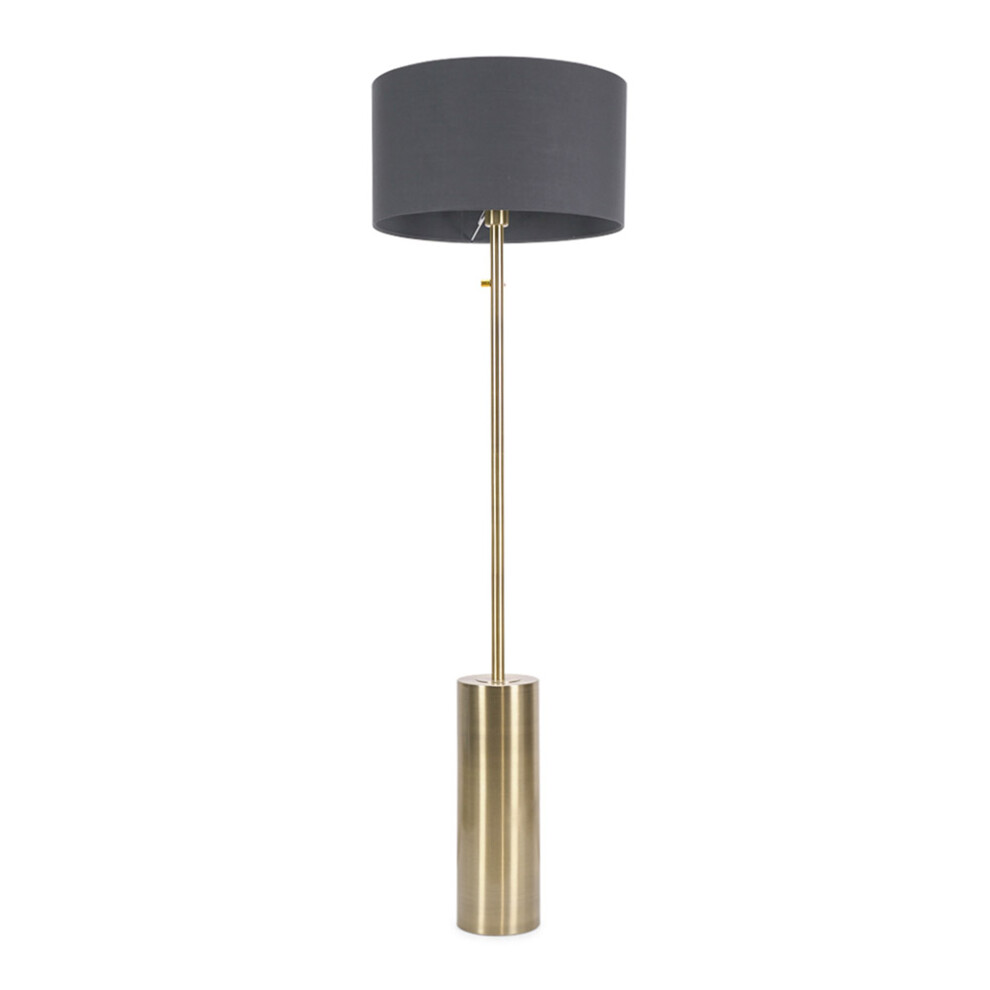 ValueLights Lexy Charcoal Shade with Antique Brass Dimmable Floor Lamp