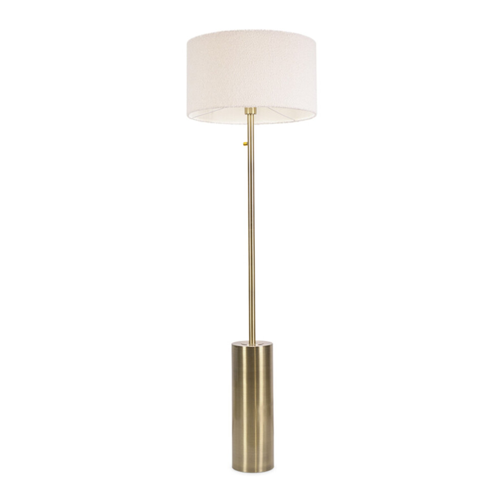 ValueLights Lexy Cream Boucle Shade with Gold Dimmable Floor Lamp