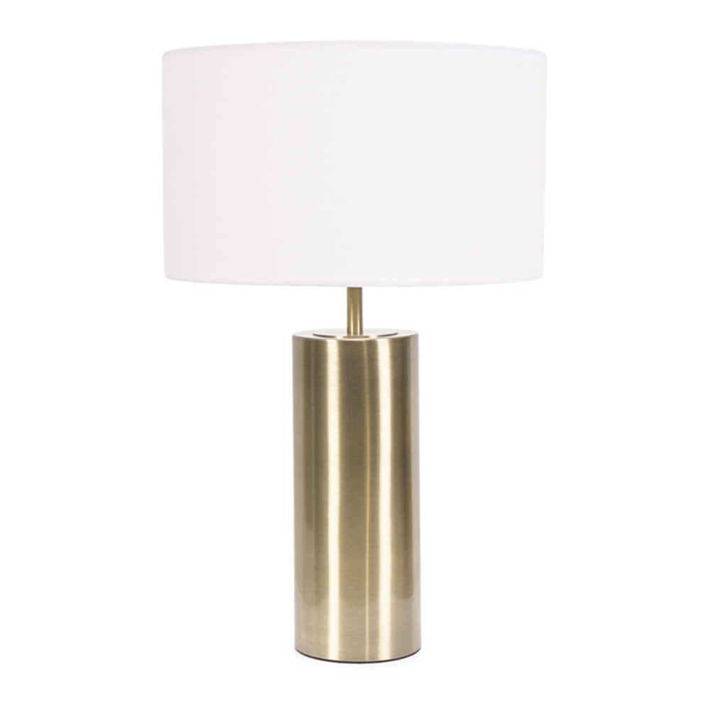 ValueLights Lexy White Fabric Shade with Gold Dimmer Touch Table Lamp