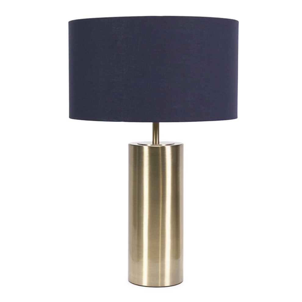 ValueLights Lexy Navy Fabric Shade with Gold Dimmer Touch Table Lamp