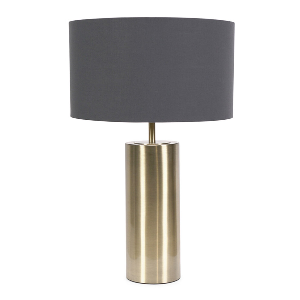 ValueLights Lexy Charcoal Fabric Shade & Gold Dimmer Touch Table Lamp