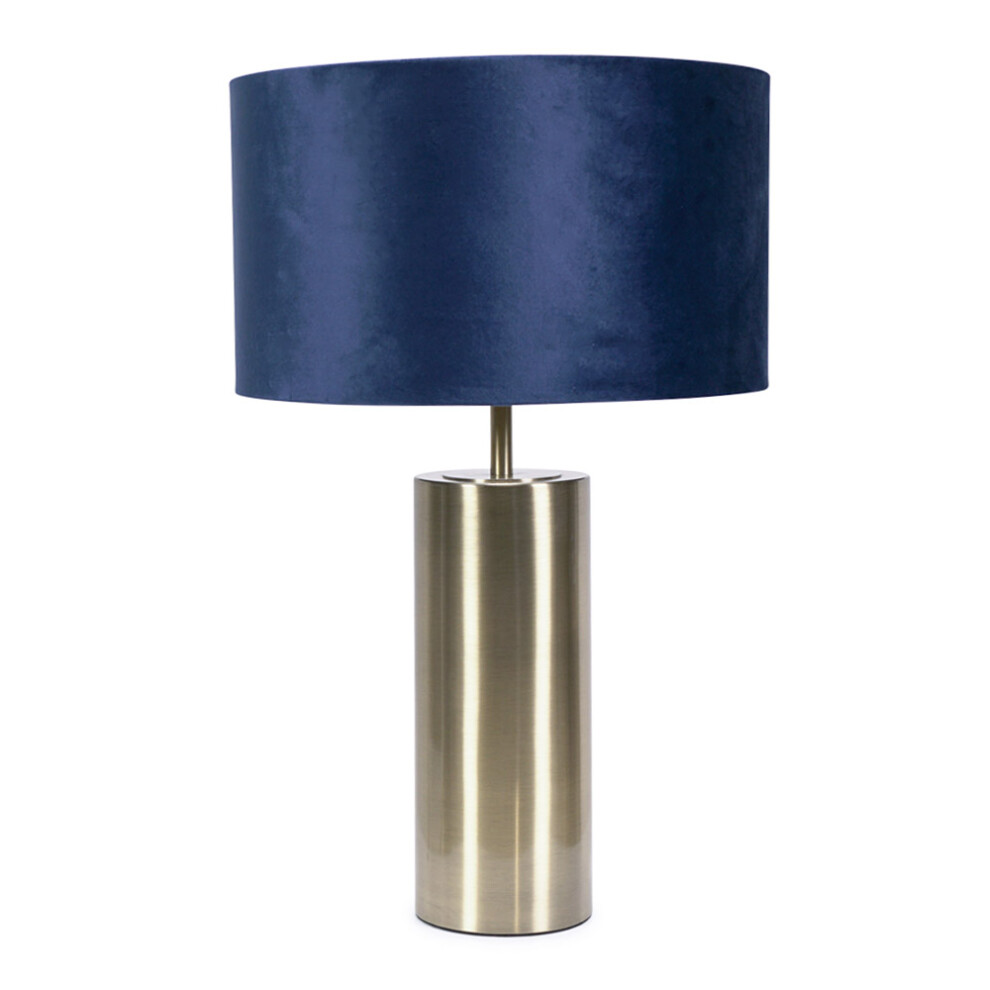 ValueLights Lexy Navy Velvet Shade with Gold Dimmer Touch Table Lamp