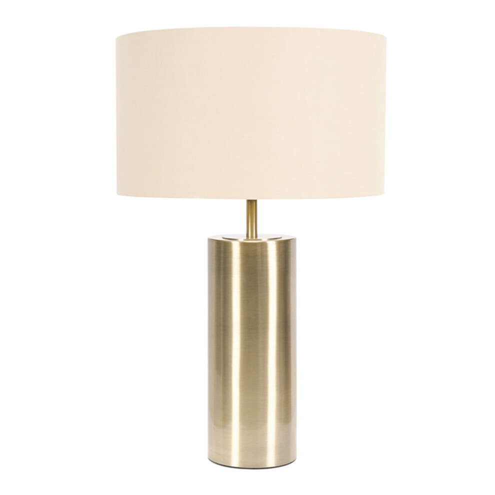 ValueLights Lexy Beige & Gold Shade & Gold Dimmable Touch Table Lamp