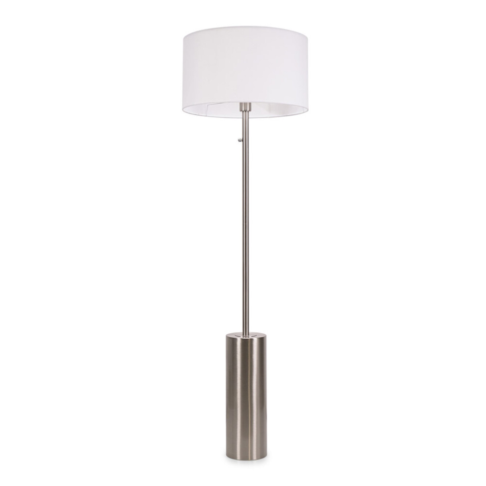 ValueLights Lexy White Shade with Brushed Chrome Dimmable Floor Lamp