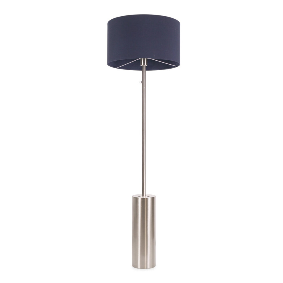 ValueLights Lexy Navy Blue Shade with Brushed Chrome Dimmer Floor Lamp