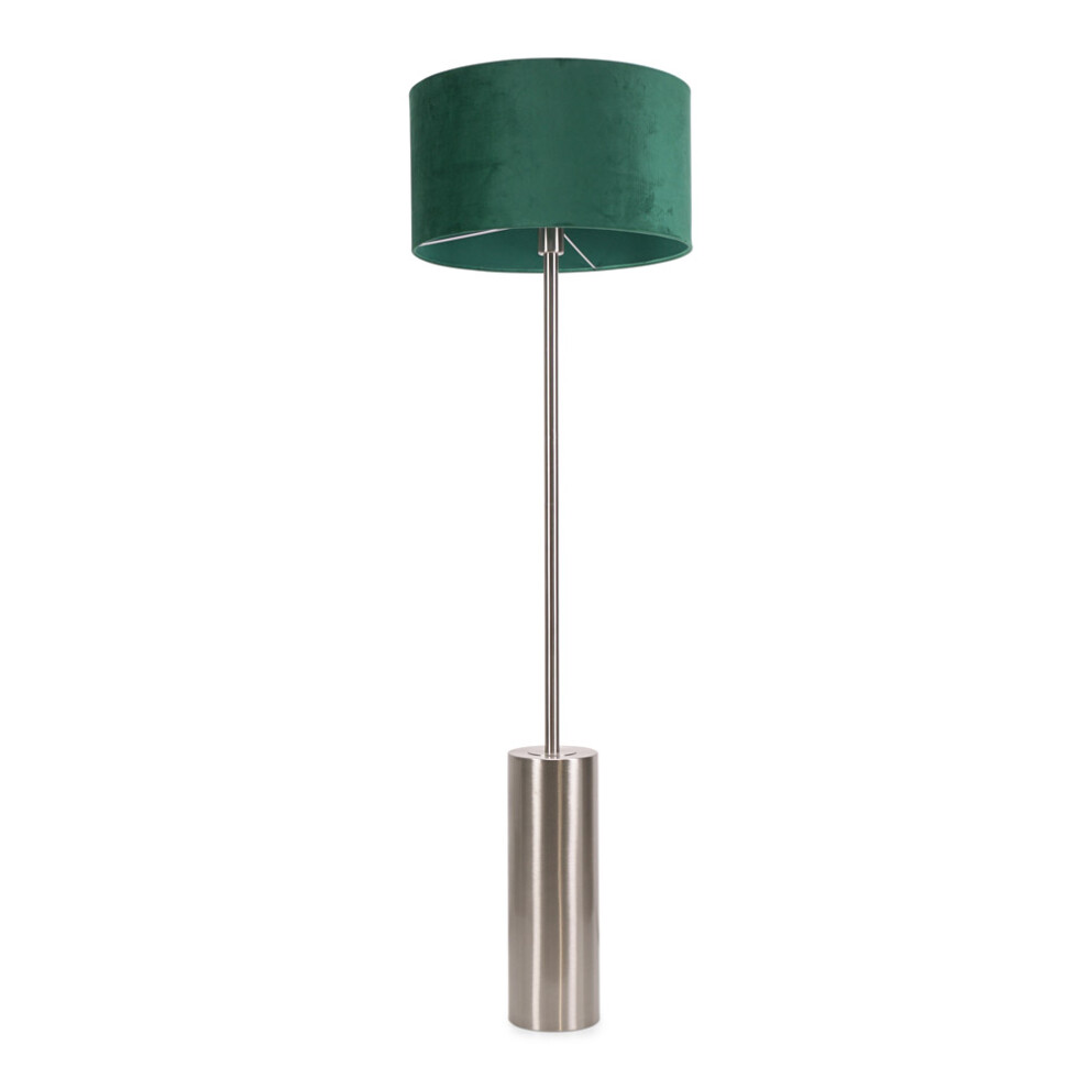 ValueLights Lexy Green Velvet Shade with Chrome Dimmable Floor Lamp