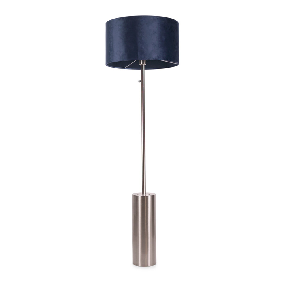 ValueLights Lexy Navy Velvet Shade with Chrome Dimmable Floor Lamp