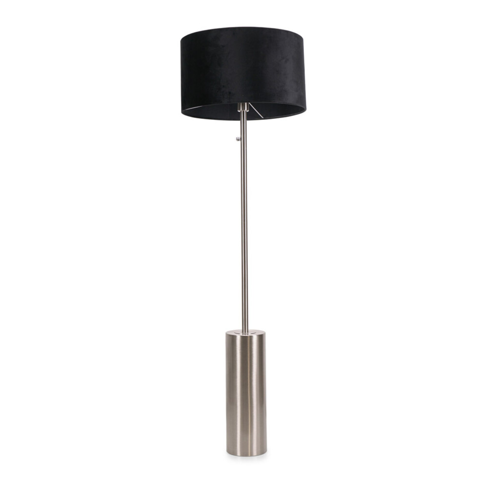 ValueLights Lexy Black Velvet Shade with Chrome Dimmable Floor Lamp