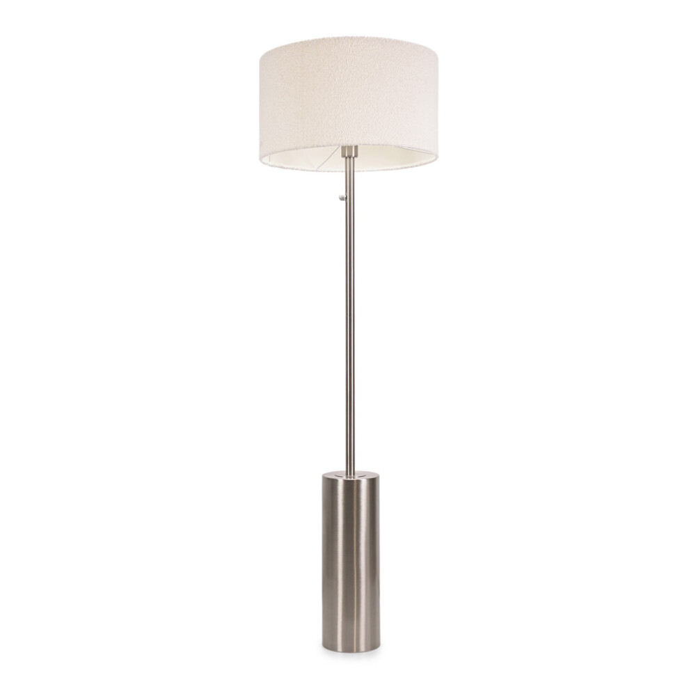 ValueLights Lexy Cream Boucle Shade with Chrome Dimmable Floor Lamp