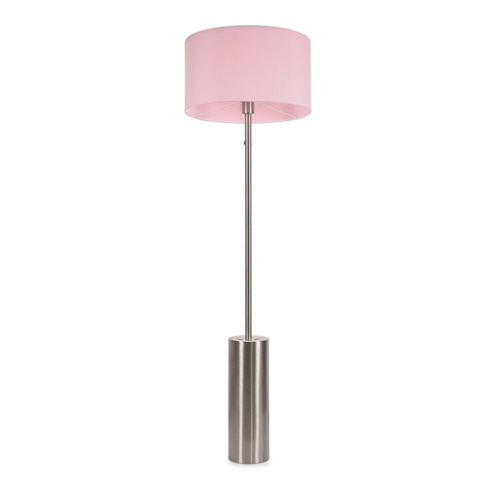 ValueLights Lexy Blush Shade with Brushed Chrome Dimmable Floor Lamp