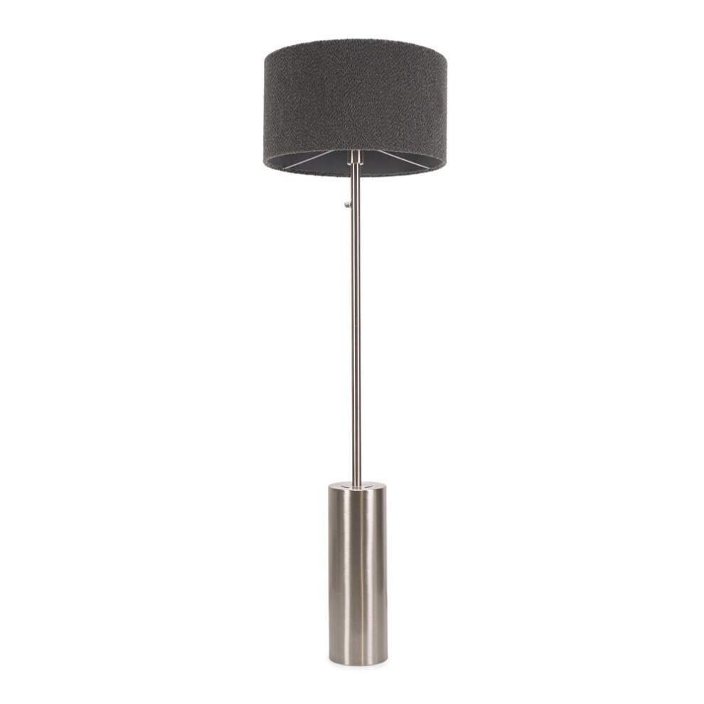 ValueLights Lexy Charcoal Boucle Shade With Chrome Dimmable Floor Lamp